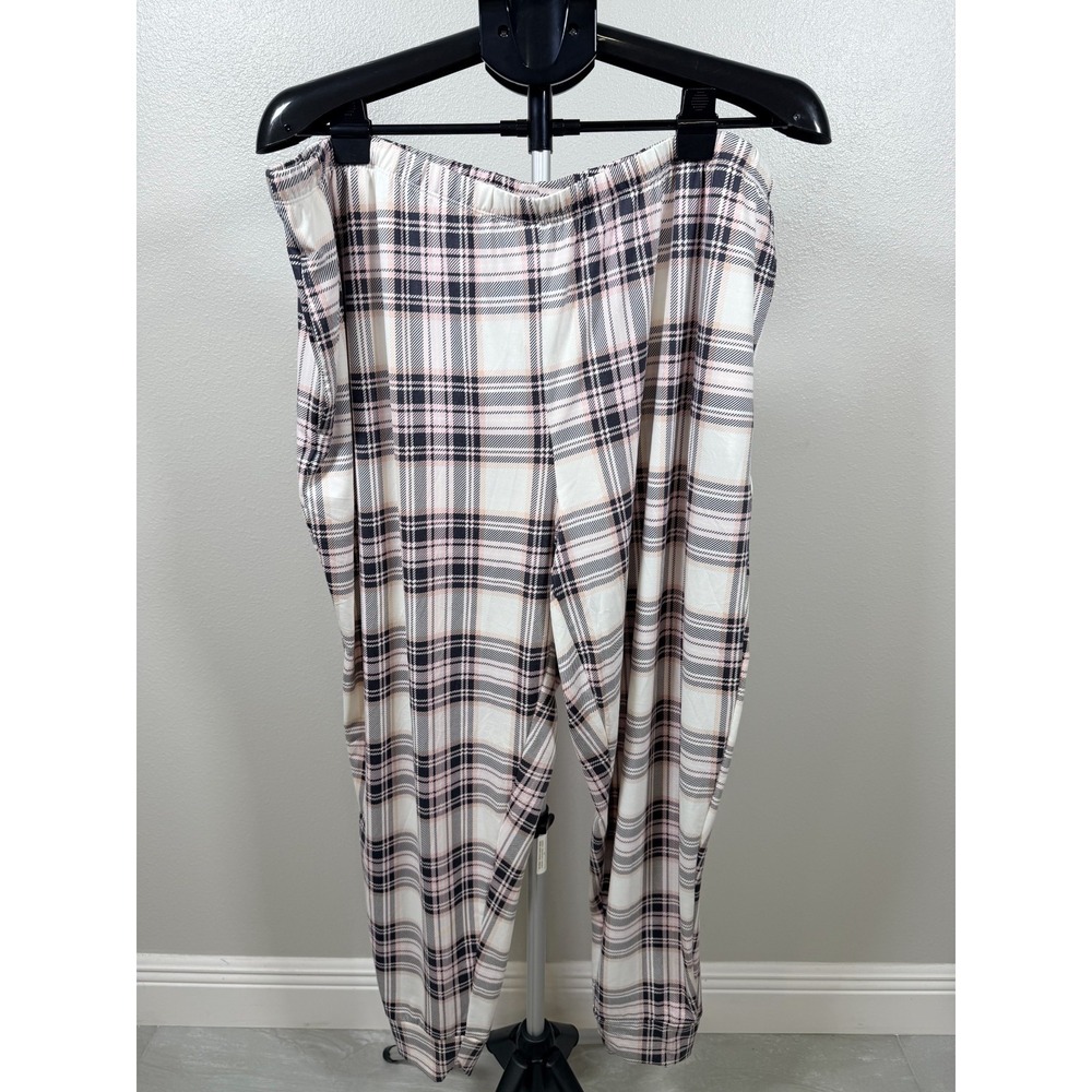 Womens Pajamas Pants 3X(22W-24W)‎ Multicolor Plaid Stretch Tapered Leg Sleepwear